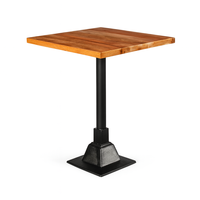 Table de bar industrielle en bois de manguier massif H110cm |   Table de bistrot carrée avec base en fer finition antique pour restaurant et hôtel AKKU