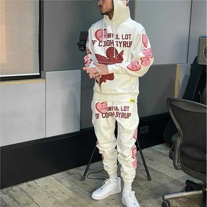 Jersey de hombre ropa de calle traje liso desgastado logotipo personalizado 100% algodón desgastado Vintage Jogging Unisex chándal personalizado - Product Image 1