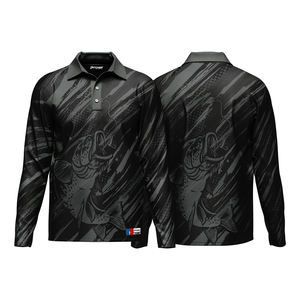 Polo de pesca por sublimación personalizado, camiseta de manga larga con estampado completo, de alta calidad LICRA/poliéster UPF 50 para uso en exteriores de talla grande - Product Image 4