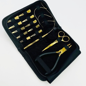 New Arrivals Hair Extension <b>Tools</b> Kit Loop Hook Hair Extension Kit Clips Box <b>Threads</b> Shape Needles Stainless Steel Plier logo - Product Image 4