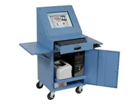BODUR Meuble informatique professionnel en acier robuste sur pieds, bureau PC industriel mobile avec roulettes, ventilateur de refroidissement 120 mm, revêtement poudré