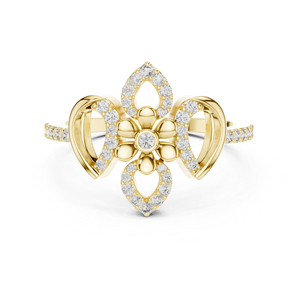 แหวนหยดน้ำเพชรทรงกลมสีเหลืองทอง 14K สำหรับผู้หญิง |   ชุดลำลองประจำวัน |   เพชรที่เพาะเลี้ยงใหม่ - Product Image 1