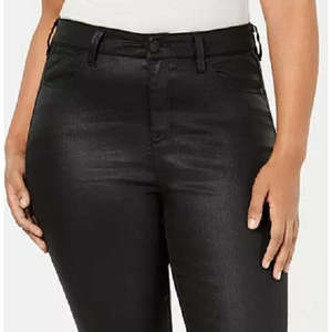 Jeans Skinny Rosa a Vita Alta da Donna Taglie Forti in Denim Rivestito, Traspiranti e Lavabili, con Logo Piccolo, Stile Cargo Semplice - Product Image 2