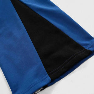 Pantalones de chándal de retazos personalizados de cintura alta para hombre, ropa de calle de tela de felpa acampanada en capas, cintura elástica, contraste de Color en capas - Product Image 6