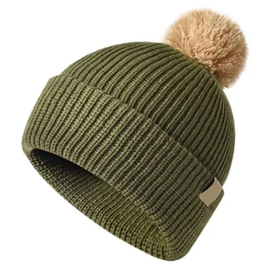 Winter Wear Warm Wholesale Pink Cuffed Ribbed Knitted Unisex Adult Wool/Cotton Beanie Hats POM POM High Quality Latest Beanies - Product Image 2