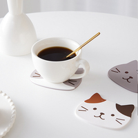 Sous-verre en silicone en forme de chat de dessin animé, accessoires de cuisine, tapis, tasse, mug, résistant à la chaleur, animal, café, boisson