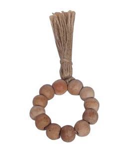 Anneau de serviette en perles de bois naturel marron pour décoration de noël et de mariage - Product Image 1