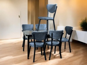 Morden Ensemble de table à manger de luxe à 6 chaises Design moderne avec dessus en marbre Mobilier de maison pour salle à manger - Product Image 2