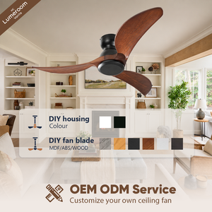 42 Inch Flush Mount Wood Blade <b>Ceiling</b> <b>Fan</b> Without Light 3 Blade Mid Century Modern Quiet DC Motor <b>Remote</b> <b>Control</b> for Home - Product Image 4