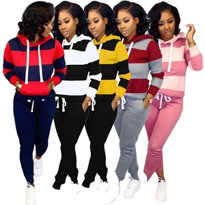 Survêtement en molleton personnalisé à rayures, vente chaude, nouvelle arrivée, best-seller, vêtements de sport pour femmes - Product Image 5
