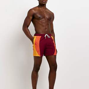 Pantalones cortos de natación iridiscentes de nailon y poliamida con bolsillos laterales, cintura elástica, Color rojo, ajuste Regular, 100% - Product Image 3