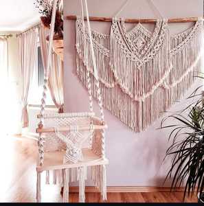 Columpio de algodón orgánico hecho a mano para bebé hamaca colgante de macramé con cama suave para dormir - Product Image 4