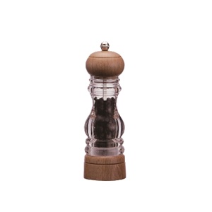 Moulin à poivre ou moulin à sel en acrylique en bois d'hévéa de 7 pouces de qualité supérieure, avec broyeur en céramique, non rempli - Product Image 1