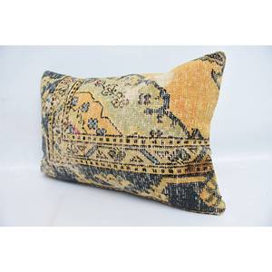 Almohada de Lana de 16x24 Pulgadas, Diseño Bohemio Dorado, Estilo Kantha, Patrón Vintage, Técnica de Tejido, Antideslizante, Ecológica, Extraíble - Product Image 4