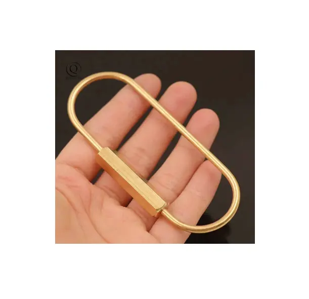 Brass Small Mini Key chain Ring Holder with Loop Gift items for round shape handmade shinny polished