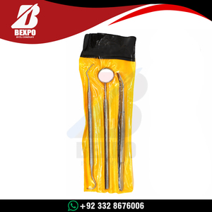 Kit d'instruments d'examen dentaire en acier inoxydable de haute qualité avec sonde, pinces, miroirs buccaux, 3 pièces, manuel, certifié CE - Product Image 2