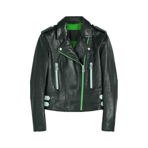 Chaqueta de cuero genuino de piel de oveja delgada para hombre y mujer, botones adornados, soporte, cremallera de moto de invierno - Product Image 4