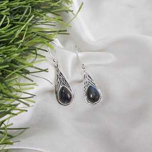 Boucles d'oreilles pendantes en labradorite faites à la main en argent sterling 925 Style vintage bijoux de fête quotidiens pour femmes - Product Image 3