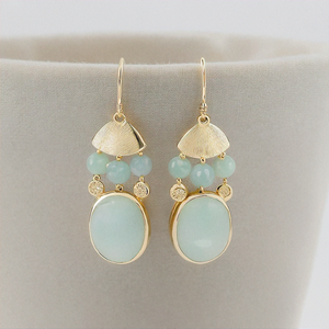 ล่าสุดสุดพิเศษพลอยคาลซิโดนี925เงินสเตอร์ลิงต่างหูทันสมัยชุบทองที่สมบูรณ์แบบเครื่องประดับแฟชั่น - Product Image 6