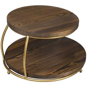 Assiette de buffet originale en bois d'acacia poli à 2 étages pour la restauration et le dessert Présentoir à gâteau en bois écologique Meilleure vente - Product Image 1