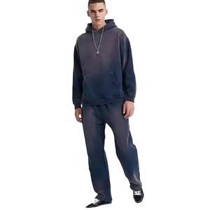 Ensemble survêtement deux pièces pour homme, sweat-shirt et pantalon de survêtement surdimensionnés, imprimé patchwork hip-hop, lavage à l'acide, broderie personnalisée, style Y2K - Product Image 3