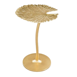Modern Style Metal End Table Gold Finished Leaf <b>Top</b> Home Decor Furniture Rounded <b>Top</b> Living Room Furniture - Product Image 1