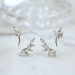 925 Unique <b>Silver</b> Marquise Flower-Shaped Lab Grown Diamond Earring Elegant Daily Fashion Gifts for Women's Celebrations - Product Image 6