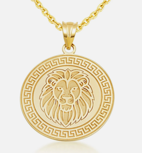 Collar con Colgante de Medallón Griego con Cabeza de León en Acero Inoxidable 316L, Collar de Alta Calidad y Diseño - Product Image 1