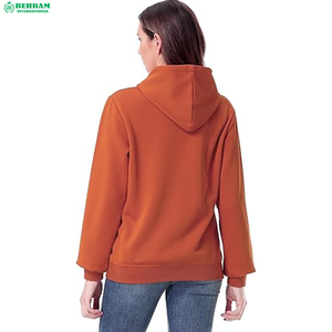 Sweat-shirts décontractés pour femmes, à capuche, en coton 100% respirant, anti-boulochage, avec logo personnalisé, coupe courte et régulière, tricotés - Product Image 4