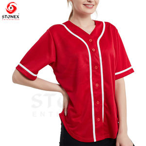 เสื้อเบสบอลแขนสั้นสำหรับผู้หญิงเสื้อมีกระดุมระบายอากาศได้ดีเสื้อกีฬา2024มีหลายสีให้เลือกโลโก้ได้ตามต้องการ - Product Image 1