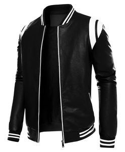 Chaquetas de cuero de color sólido con logotipo en relieve personalizado de alta calidad Chaqueta de cuero genuino de invierno al por mayor de alta calidad para hombres - Product Image 1