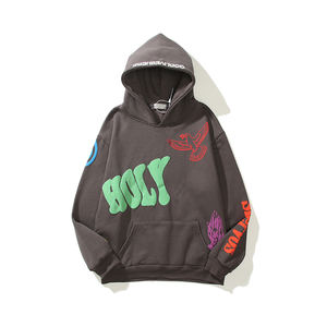 OEM เสื้อฮู้ดสำหรับผู้ชายและผู้หญิง, เสื้อมีฮู้ดโฟม3D พิมพ์ลายพัฟขนแกะสะพายไหล่ขนาดใหญ่ออกแบบได้ตามที่ต้องการ - Product Image 1