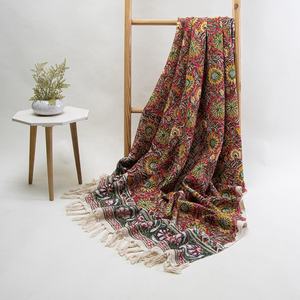 Vente chaude Boho Coton Jeter Couvertures Cadeau Couvre-lit À La Main Coton Canapé Floral Imprimé Canapé Jeter - Product Image 3