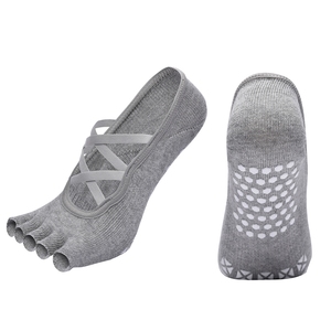 ODM mujeres antideslizante cinco dedos agarre Yoga Toe calcetines correas cruzadas Ballet Barre Pilates calcetines deportivos al por mayor - Product Image 4