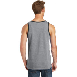 Débardeur Core pour hommes-Gris chiné/Noir jais Débardeur en coton solide pour hommes T-shirt sans manches en coton Ringer 5.3 oz. Débardeurs - Product Image 3