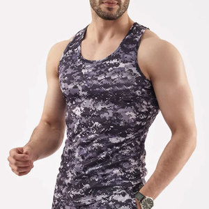 Sublimation Camo <b>Men's</b> Casual Tank Top Polyester <b>Sports</b> <b>Vest</b> for Bodybuilding Fitness & Gym Travel singlets for <b>men</b> - Product Image 3
