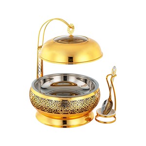 Réchaud de serveur de nourriture fini doré de luxe pour vaisselle de service utilisation de buffet de fête de mariage dans le Golfe Réchauffeur de nourriture en métal - Product Image 4