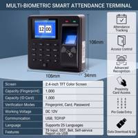 Kit Sistem Kontrol Akses Sidik Jari Biometrik Lengkap Terminal M10H 2.4" Kunci Magnetik 280kg Catu Daya 10 Gantungan Kunci RFID