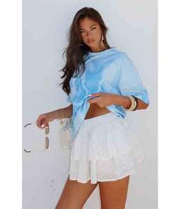 T-shirt bleu imprimé ample et décontracté pour femmes, le plus aimé, écologique, pour l'été - Product Image 1