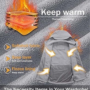 Veste Soft Shell légère pour hommes pour la randonnée et le camping col montant matériau imperméable avec fermeture à glissière - Product Image 4