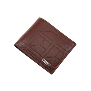 Cartera de cuero de vaca personalizada de alta calidad con cierre abierto con patrón de rayas y forro de poliéster a la venta ahora - Product Image 1