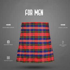 Kilt Tradicional Escocés para Hombre, Patrón de Tartán Rojo MacPherson, Kilt Personalizado de Lana Acrílica Cómodo 2026 - Product Image 6