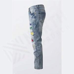 Luxury Style Customized Color <b>Men</b> Rhinestones Denim <b>Jeans</b> Latest Fashion Streetwear <b>Trousers</b> Pant High Quality Material Clothing - Product Image 3