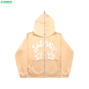 Sweat-shirts à capuche unisexe surdimensionnés personnalisables à faible MOQ, avec fermeture éclair intégrale, strass, 100 % coton, respirants et à séchage rapide - Product Image 4