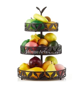 Panier à fruits rond de taille personnalisée, panier en fil de fer design à 3 niveaux pour le stockage des légumes - Product Image 1