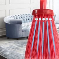 Balai à tête large en soie glacée rouge et jaune, avec manche en bois, pour le nettoyage domestique, en classe et dans la salle de bain