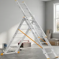 Échelle combinée en alliage d'aluminium de style européen 3x5 mètres, capacité de charge 150 kg, hauteur extensible 49 pieds, verrouillage manuel