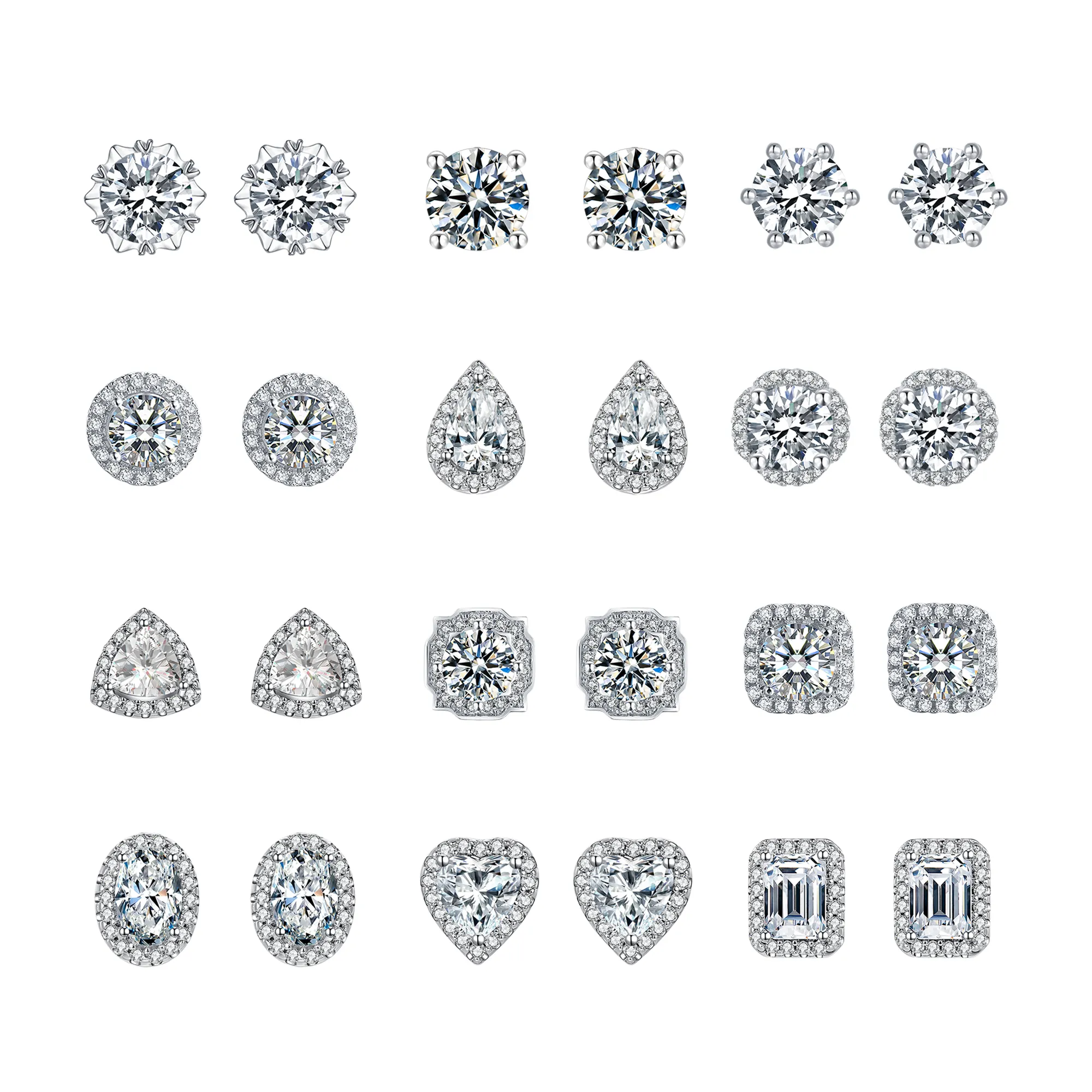 925 серебряные серьги-гвоздики с бриллиантами