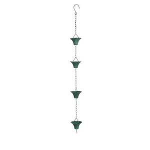Elegant Copper Rain Chain With Patina Finish Adding Natural Antique Look To Garden And Exterior <b>Decorations</b> - Product Image 6