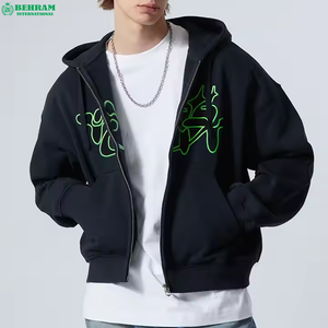 Sweat à capuche thermique unisexe de bonne qualité avec fermeture éclair, poche double face, impression numérique, manches longues, sweat à capuche sport avec fermeture éclair, 100% coton - Product Image 2